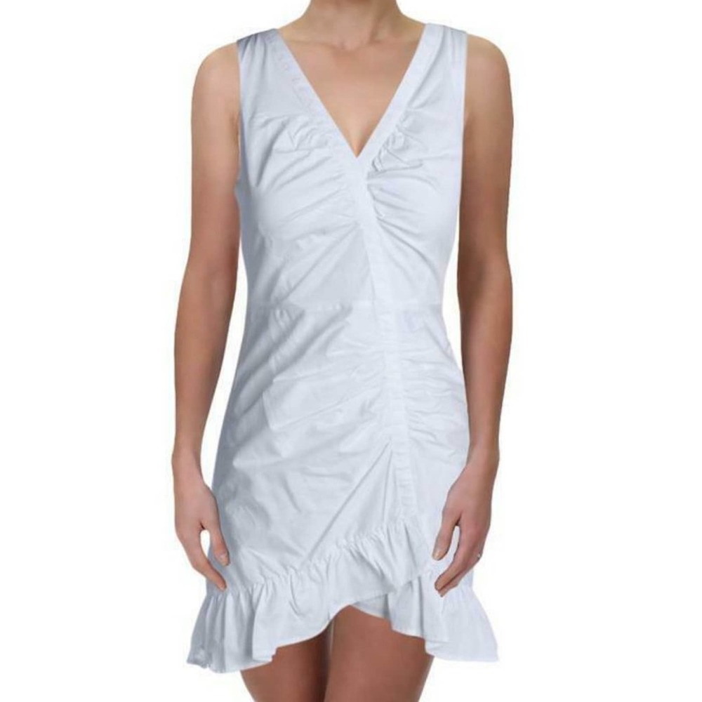 Aqua  Womens Medium White Sleeveless Bodycon Mermaid rouched Dress